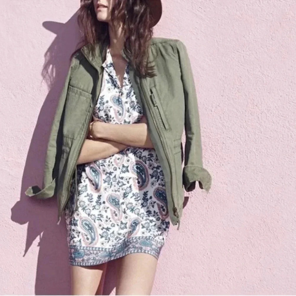 Madewell 100% Silk Floral Paisley Print Popover Dress Pink Blue Size XS - Picture 9 of 9